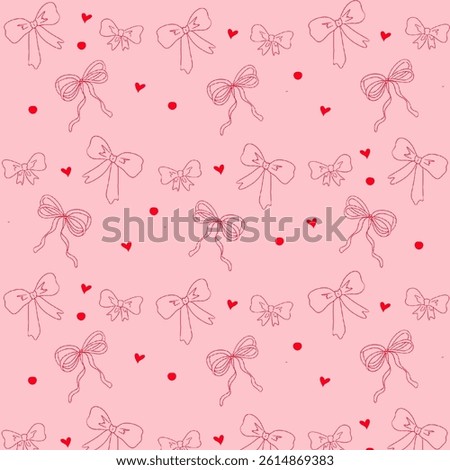 Pink and red bows handrawn pattern 