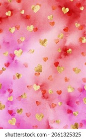 Pink And Red Ombre Background With Hearts For Valentines Day