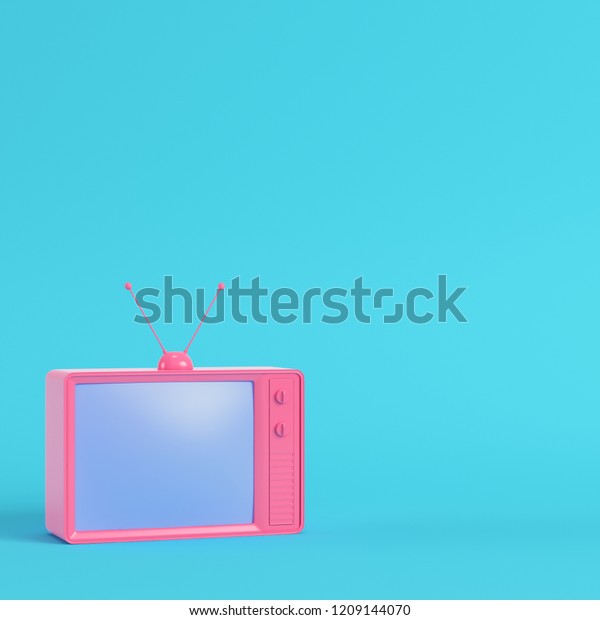 Pink Retro Styled Tv On Bright Stock Illustration 1209144070