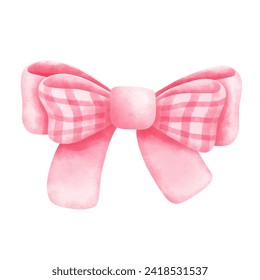 Pink ribbon bow watercolor clipart, Isolated on white background, Perfect for holiday gift decoration, christmas, valentine, birthday, or any festive celebration. - Powered by Shutterstock