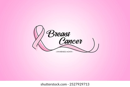 Pink ribbon breast cancer awareness illustration vector on pink background. Pink October symbol. Disease prevention month banner concept. Vector healthcare Illustration. Abstract background. - Powered by Shutterstock