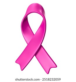 Pink ribbon symbol for October Pink breast cancer awareness in 3D render isolated white background. 3d illustration - Powered by Shutterstock