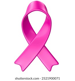 Pink ribbon symbol for October Pink breast cancer awareness in 3D render isolated white background. 3d illustration - Powered by Shutterstock