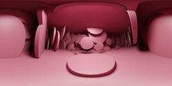 A Pink Room Filled With A Platform In The Middle 360 Panorama Vr Environment Map. 3D Illustration
