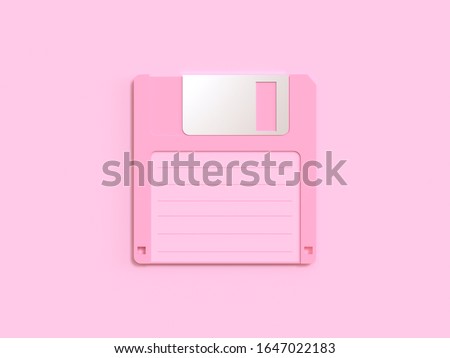 pink scene 3d rendering old diskette/floppy