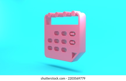 Pink School timetable icon isolated on turquoise blue background. Minimalism concept. 3D render illustration. - Powered by Shutterstock