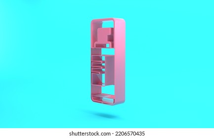 Pink Shaving Gel Foam Icon Isolated On Turquoise Blue Background. Shaving Cream. Minimalism Concept. 3D Render Illustration.