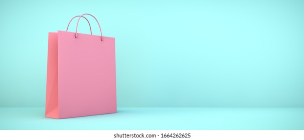 Pink Shopping Bag 3d Rendering