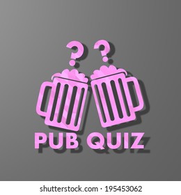 Pink Sign Low Poly Of Creative Pub Quiz Isolated On Trendy Grey Background 