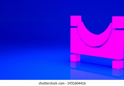 Pink Skate Park Icon Isolated On Blue Background. Set Of Ramp, Roller, Stairs For A Skatepark. Extreme Sport. Minimalism Concept. 3d Illustration 3D Render.