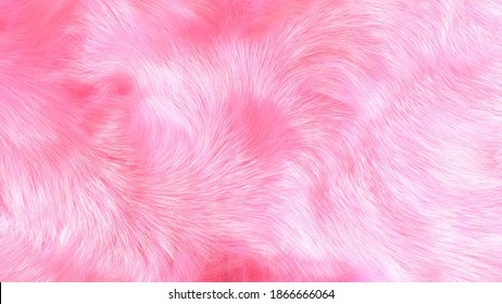 Pink soft plush fur background, 3D illustration.