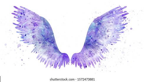 Pink Spreaded Magic Angel Watercolor Wings