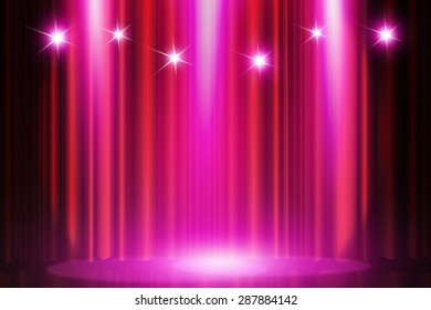 Spotlight On Red Stage Curtain Smoke Stock Vector (Royalty Free) 188640653