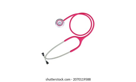 Pink stethoscope on white background, top view. Medical Stethoscope - Powered by Shutterstock