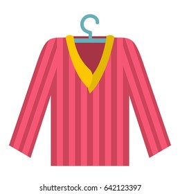 Pink Striped Pajama Shirt Icon Flat Isolated On White Background  Illustration