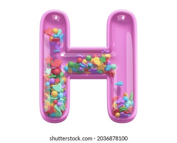 Pink Toy Font. Letter H. 3d Rednering