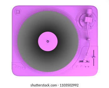 Pink Turntable Isolated On White. 3d Rendering