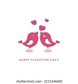 Pink Two Birds Icon For Happy Valentine's Day