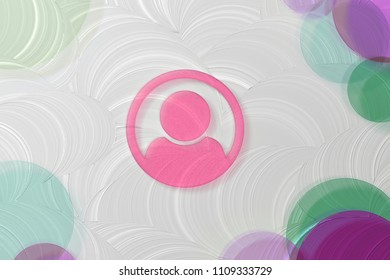 Pink User in Circle Contour Icon on the White Painted Oil Background. 3D Illustration of Pink Account, Circle, Profile, User Icon Set on the White Background. - Powered by Shutterstock