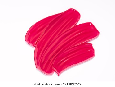 Pink Vector Lipstick Smear. Female Girly Logo. Paint Brush Stroke Isolated On White, Abstract Liquid Cosmetic Texture. 3d Rendering