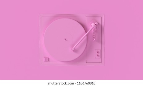 Pink Vintage Turntable Record Player 3d Illustration 3d Render	