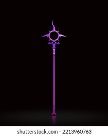 Pink And Violet Magic Wand. Wizard Stick And Witch Rod. Fantasy Game Asset, 3d Rendering, Nobody