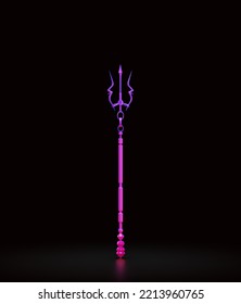 Pink And Violet Magic Wand. Wizard Stick And Witch Rod. Fantasy Game Asset, 3d Rendering, Nobody