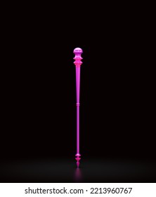 Pink And Violet Magic Wand. Wizard Stick And Witch Rod. Fantasy Game Asset, 3d Rendering, Nobody