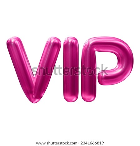 Pink vip text in 3d rendering isolated on white background for business, rich and royal concept