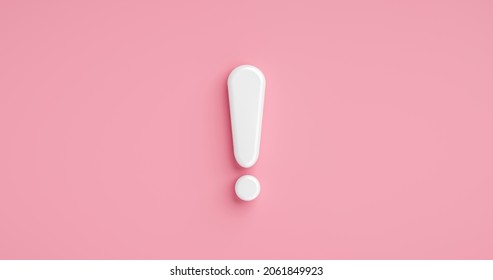 Pink Warning Sign Attention Message Icon Or White Exclamation Mark For Medical Female Caution Risk And Flat Design Alert Symbol Isolated On Illustration 3d Web Background With Important Woman Problem.