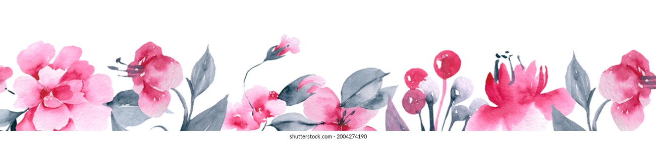 Pink Watercolor Flowers Blossom Illustration Set Stock Illustration ...