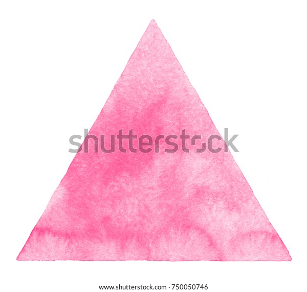 白い背景にピンクの水色の三角形 幾何学的な背景に汚れ 淡いピンクの水の色のテクスチャー 柔らかいパステルの色 手描きの抽象的なアクアレル塗りつぶし のイラスト素材