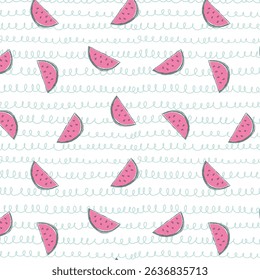 pink watermelon pattern background. doodle watermelon pattern background. summer fresh fruits pattern with watermelon slices. watermelon fruits slices background.
