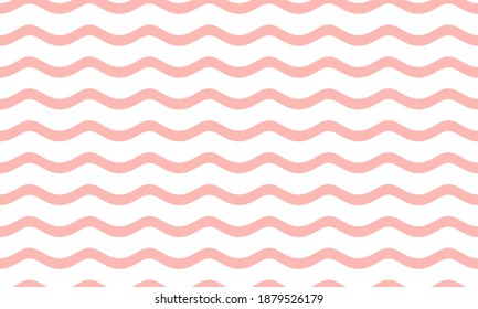 Pink Wave Seamless Pattern On A White Background. 