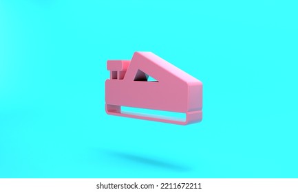 Pink Wood Plane Tool For Woodworker Hand Crafted Icon Isolated On Turquoise Blue Background. Jointer Plane. Minimalism Concept. 3D Render Illustration.