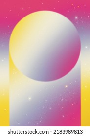 Pink Yellow Blue Gradient Pastel Retro Future Space Nostalgia Abstract Art With Circle And Arch Way Door