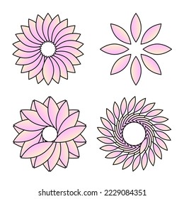 Pink and yellow color flowers logo or icon on white background, simple flowers design. - Powered by Shutterstock