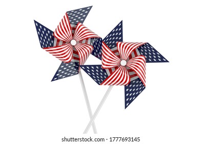 Pinwheel with American flag, 3D rendering isolated on white background - Powered by Shutterstock