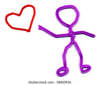 Pipe Cleaner Man Reaching For Heart