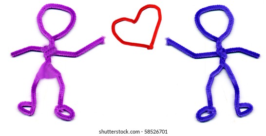 Pipe Cleaner People Reaching For Heart