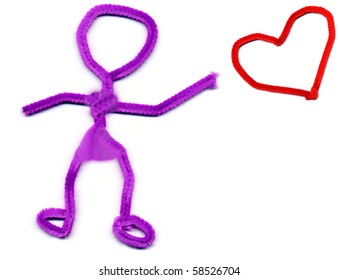 Pipe Cleaner People Reaching For Heart