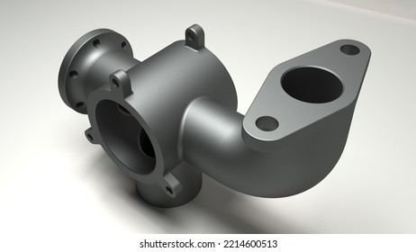 Pipe Design. Pipe Connection. Hydraulic Valve. Metallic Grey Design. 3d Rendering. Pipe 3d Model