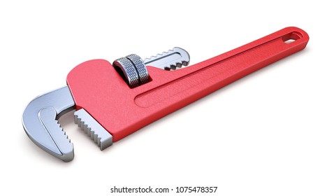 Pipe wrench side view 3D rendering illustration isolated on white background