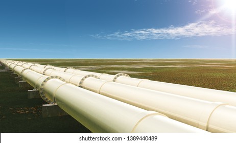 Pipelines in einer Sommerlandschaft (3D-Rendering)