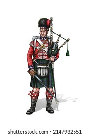 Piper of the 42nd Royal Scots Regiment "Black Watch" of the British Army, 1815