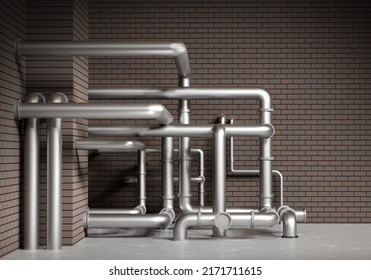 Pipes Plumbing Engineering Background Visualization Boiler Stock 