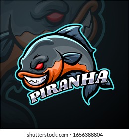 Piranha esport logo mascot design