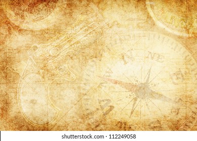 Pirate and nautical theme grunge background