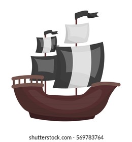 Pirate Ship Icon Cartoon Style Isolated Stock Illustration 569783764