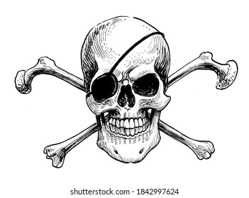 Pirate Skull Crossed Bones Ink Black Stock Illustration 1842997624 ...